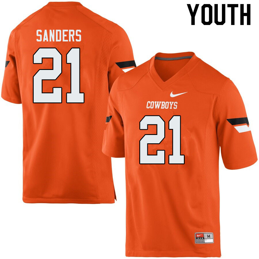 Youth #21 Barry Sanders Oklahoma State Cowboys College Football Jerseys Sale-Orange - Click Image to Close